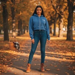 Missguided x Sean John8blue zipped crop hoodie size 6